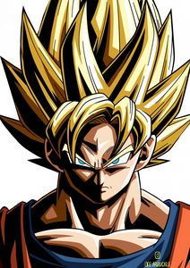 Golden Goku, portrait, Goku SSJ3, artwork, Dragon Ball Super, DBZ