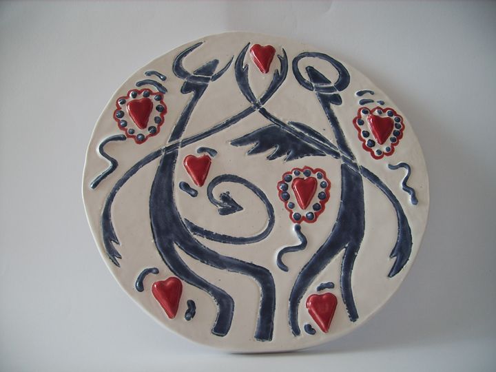 Angel And Devil Dance ceramic plate - Elven Glaze