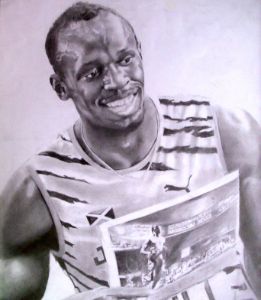 Pencil Drawing Of Usain Bolt.