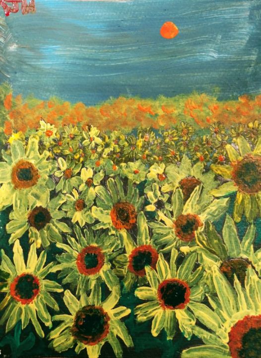 A Field Full Of Sunflowers Rockford's Warehouse Paintings & Prints
