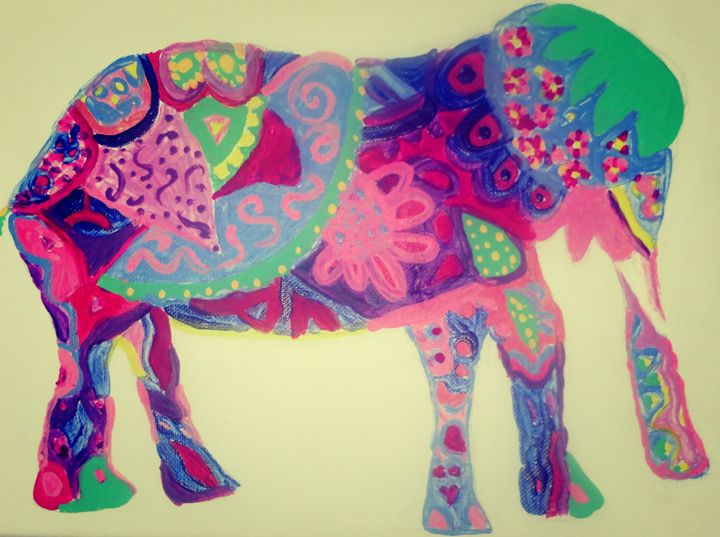 Indie Elephant - Lisa m Art - Paintings & Prints, Animals, Birds ...