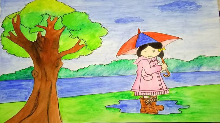 A Rainy Day - Satish Khot - Drawings & Illustration, Landscapes & Nature,  Villages & Towns - ArtPal