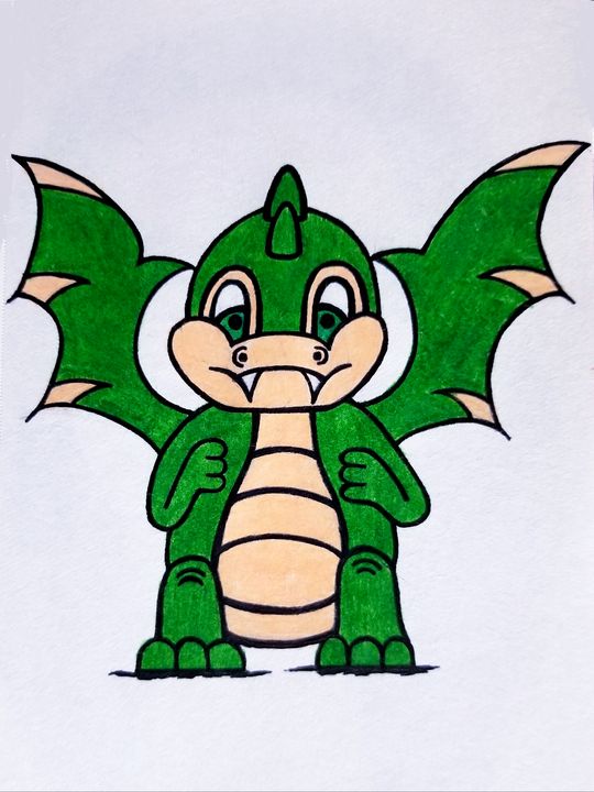 Chubby Green Dragon - Art by MJ - Drawings & Illustration, Fantasy ...