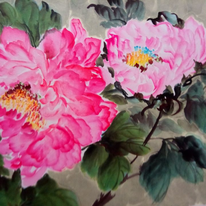 pink peony - sundongling watercolor  flower