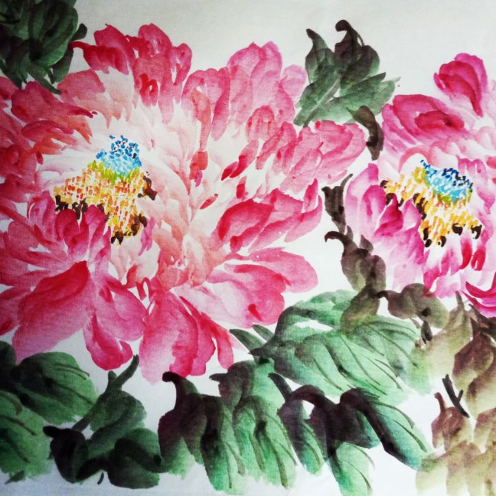 peony12202021-4 - sundongling watercolor  flower