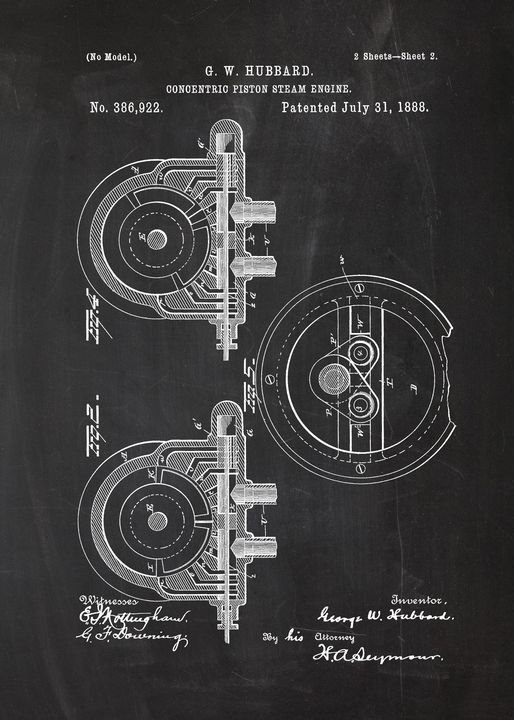 1888 Concentric Piston Steam Engine - Patents - Drawings & Illustration ...