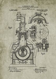1912 Motor Patent Drawing - Patents
