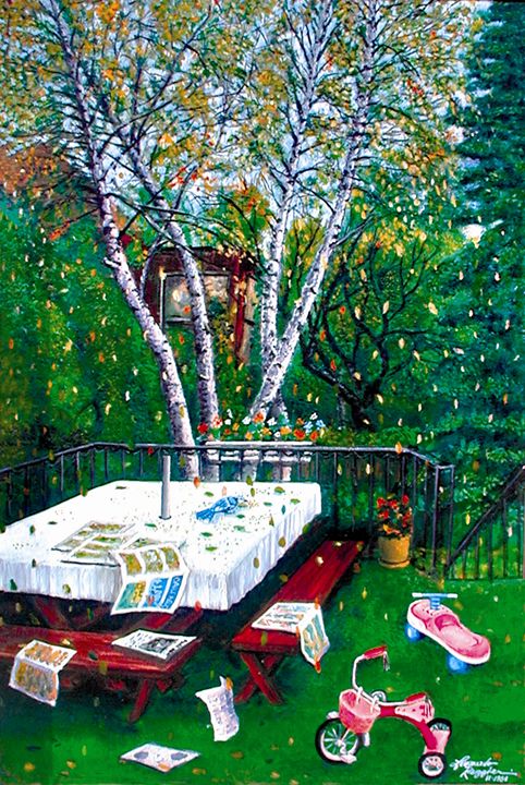 Mill Basin Brooklyn Backyard - Leonardo Ruggieri Fine Art Paintings ...