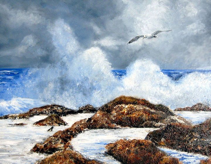 Message in Rough Surf, NJ Shore - Leonardo Ruggieri Fine Art Paintings ...