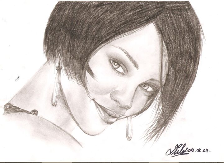 Rihanna Portrait  Drawing - LubigaArt