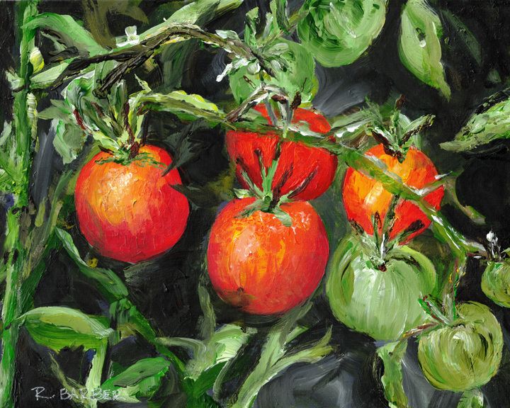 Tomatoes Painting, Original Watercolor, Vine Ripe selling Tomatoes, Tomato Garden