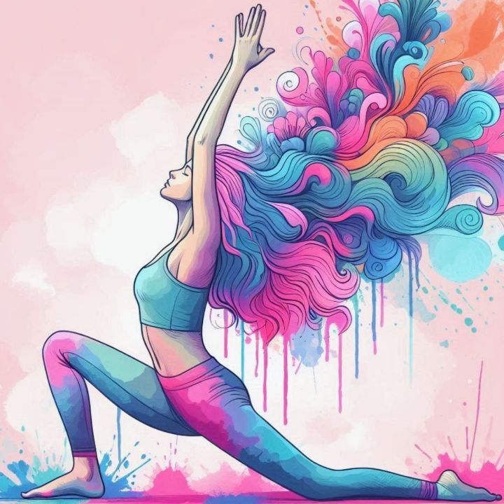 Girl yoga colors artwork good