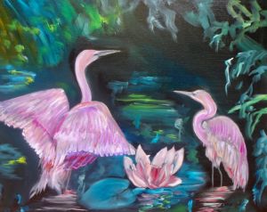 Egrets in Pink