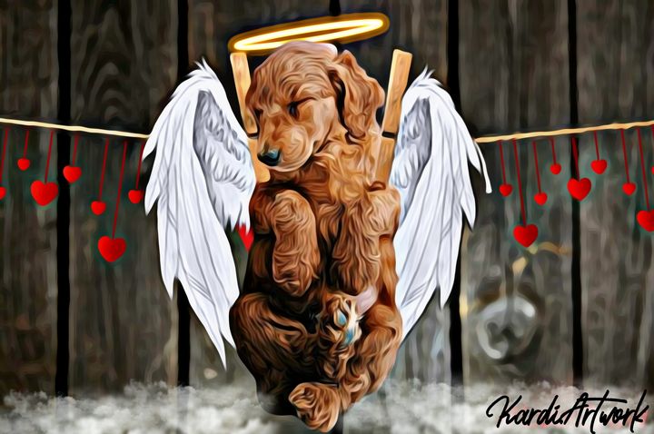 Dog cupid - Kardi.Artwork - Digital Art & AI, Animals, Birds