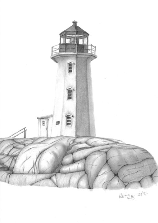 Lighthouse at Peggy's Cove - PatriciaHiltz - Drawings & Illustration ...