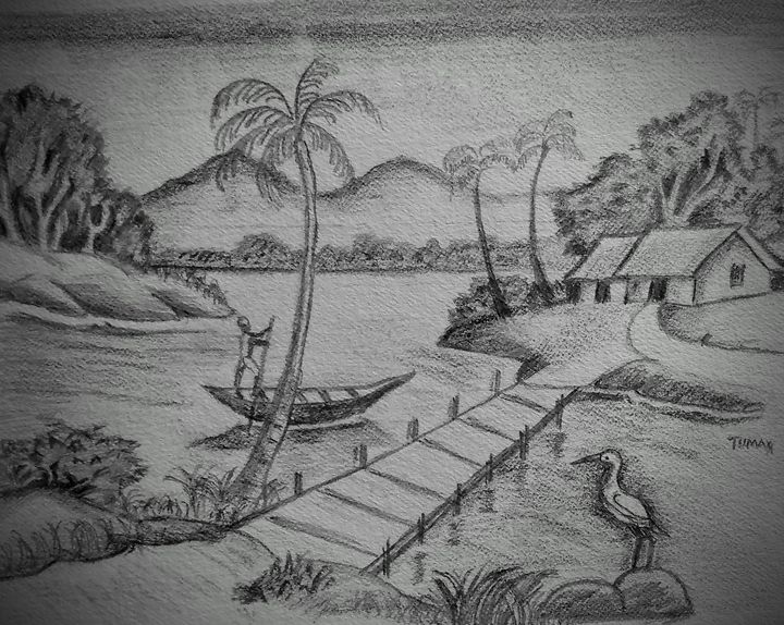 Lets draw a beautiful village scenery Pencil sketch  pencil  Easy and  simple pencil sketch scenery  By Drawing Book  Facebook