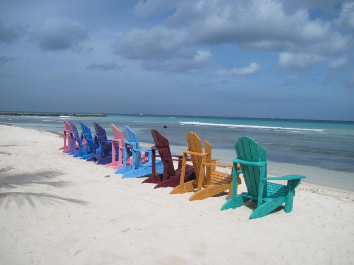 Colorful Beach Chairs on Aruba Beach Scenes by Norm Photography