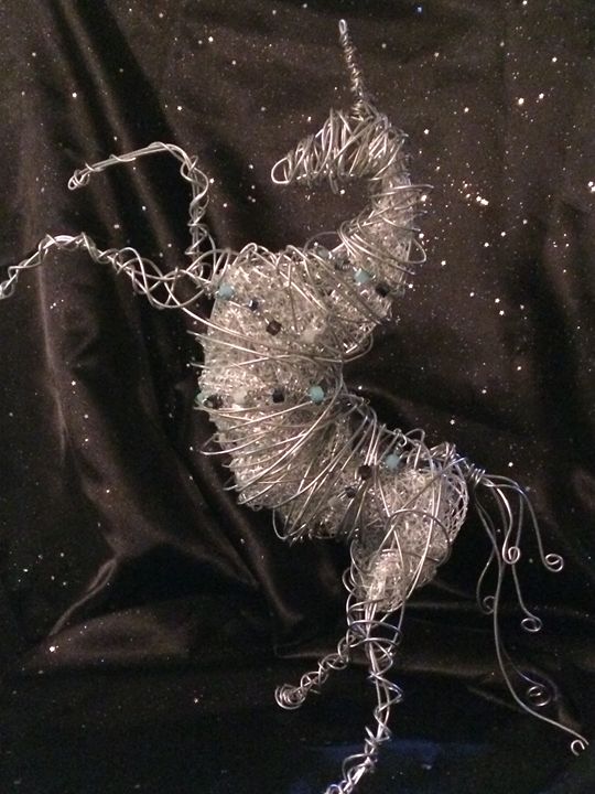 Rearing Unicorn - Wire Ponies & Paintings on Glass