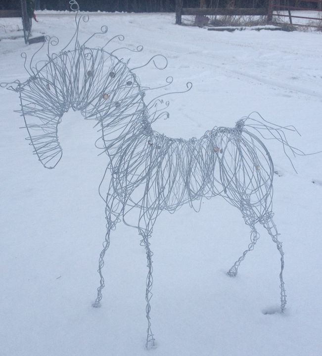 Crystal beads and Wire Horse - Wire Ponies & Paintings on Glass