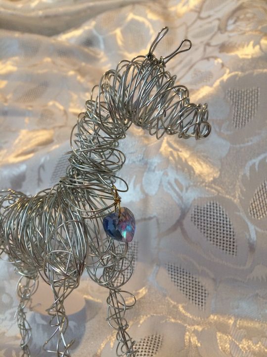 Blue Heart Wire Pony - Wire Ponies & Paintings on Glass