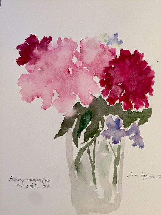 Peonies Magenta and Pink #2 - Jean Hannon