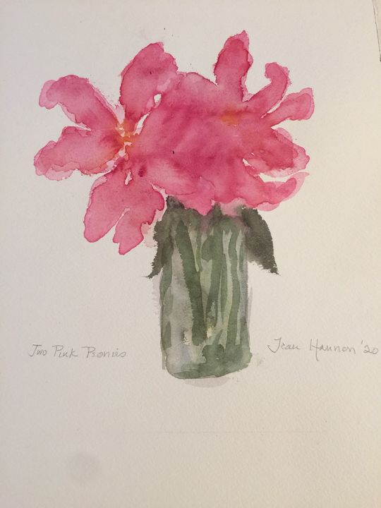 Two Pink Peonies - Jean Hannon