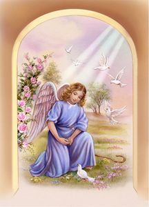 Cute Angel with white doves