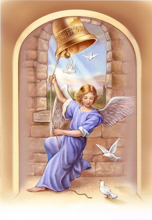 Lovely angel with doves - ArtHouseDesign