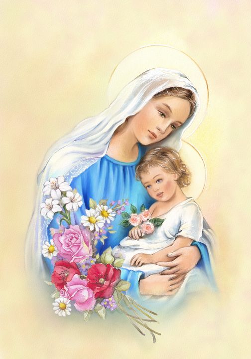 Mother Mary with Jesus in her arms - ArtHouseDesign