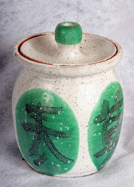 Lidded Jar with Characters - Alexis Dillon Art