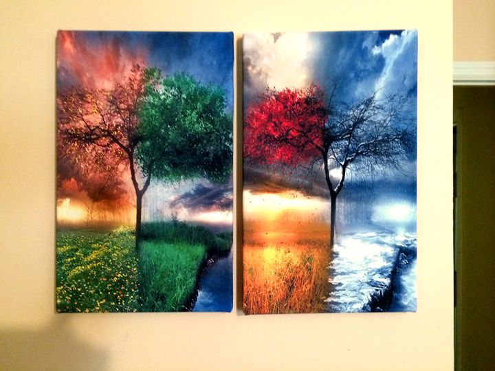 Four Seasons_Split Canvas - Chameleon Canvas Art - Paintings & Prints ...