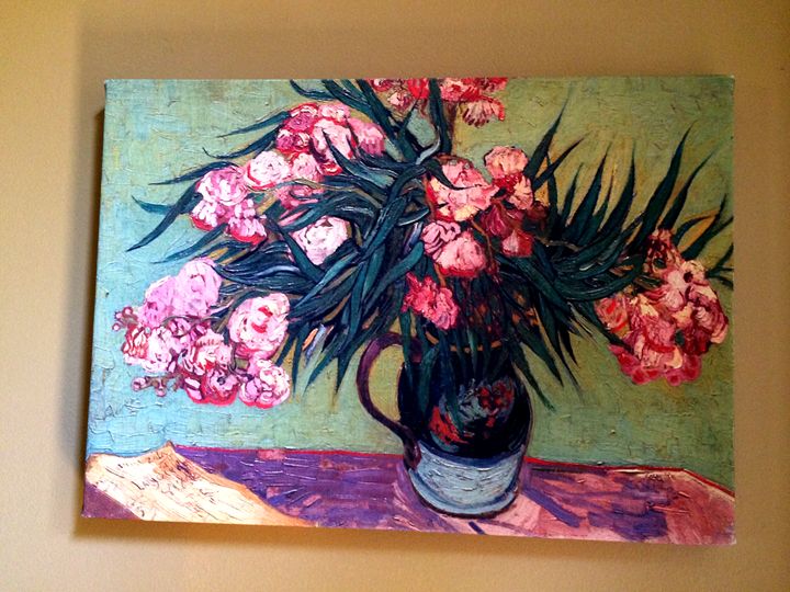 Oleanders and Books by Van Gogh - Chameleon Canvas Art