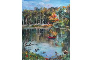 Autumn reflection, canvas, oil