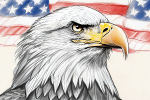 Patriotic Eagle Sketch Digital Art