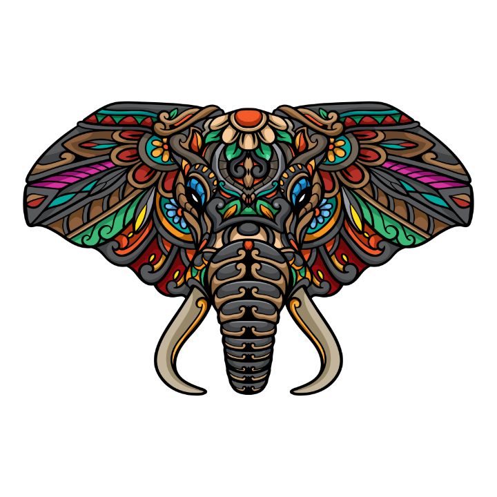 Colorful elephant head mandala arts - REYYARTS - Drawings ...