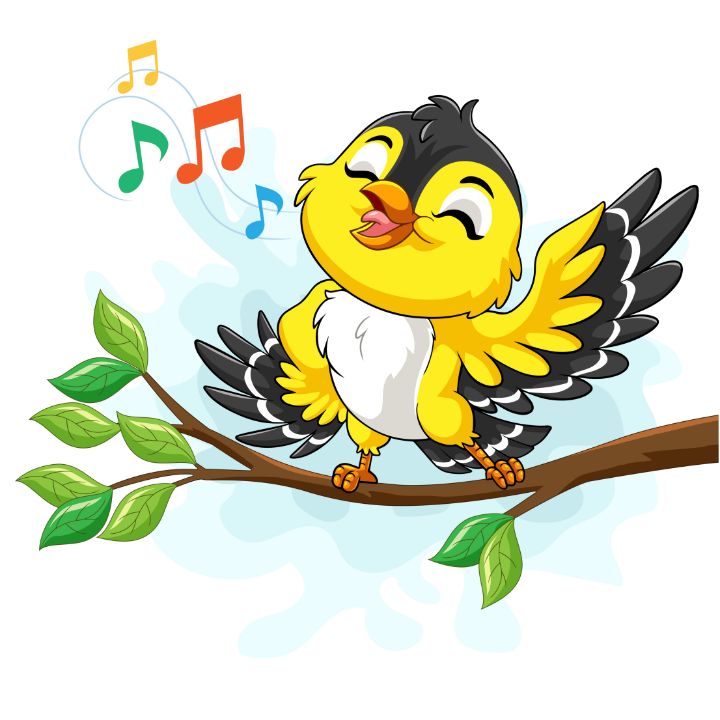 Singing Bird Cartoon Vector Art & Graphics
