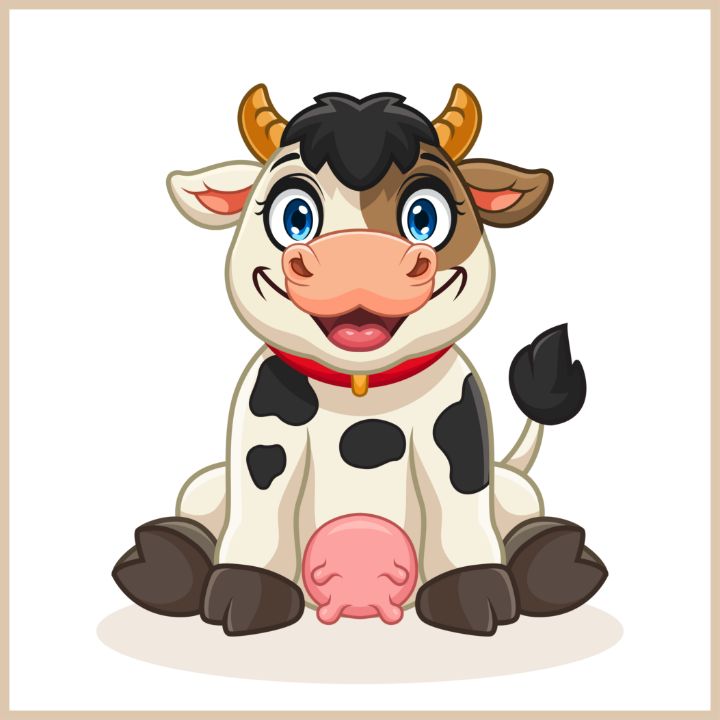 Cute little cow cartoon on white bac - REYYARTS - Drawings ...