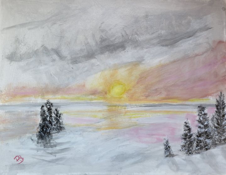Alaska Snowy Sun Set - Robins Inspirational Art