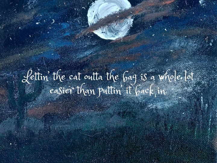 Cat in Bag- Hillbilly Wisdom Poster - Robins Inspirational Art