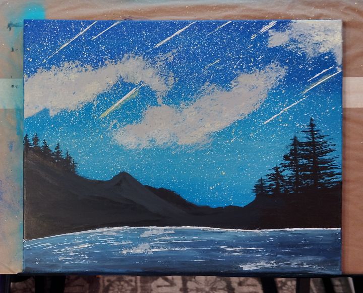 Mountain Meteor Shower - Scyesain - Paintings & Prints, Landscapes