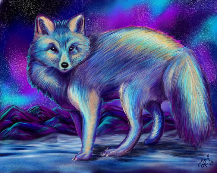 ArtStation - Arctic Fox Animal Portrait Watercolor Painting