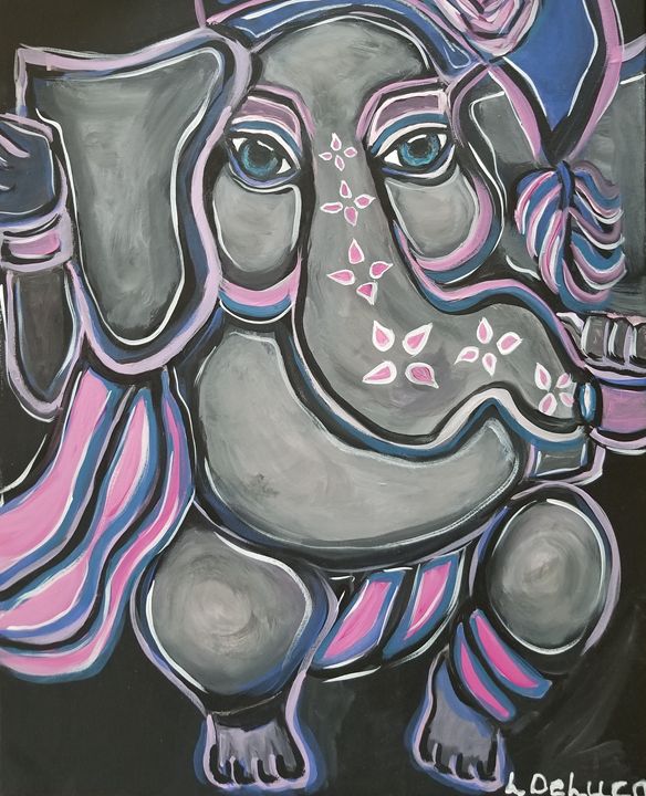 Ganesha with Tassle - Pink Lotus Art