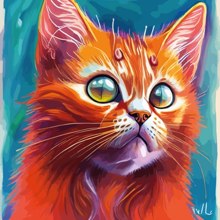 Vibrant Portrait of an Orange Cat - MapachissDesing - Digital Art & AI ...