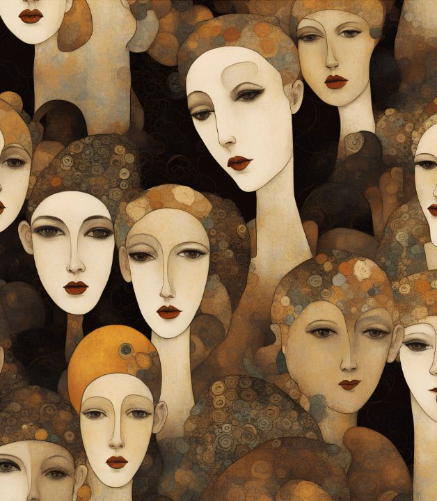 Collection OF Art Deco Abstract Face - CreativeModernArt - Paintings ...