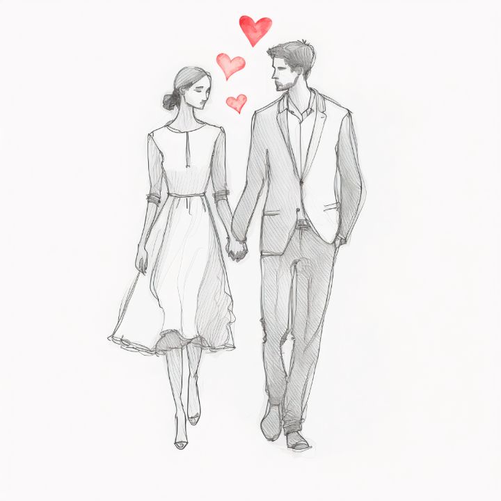 Sketches and Drawings : Romantic couple - Pencil drawing