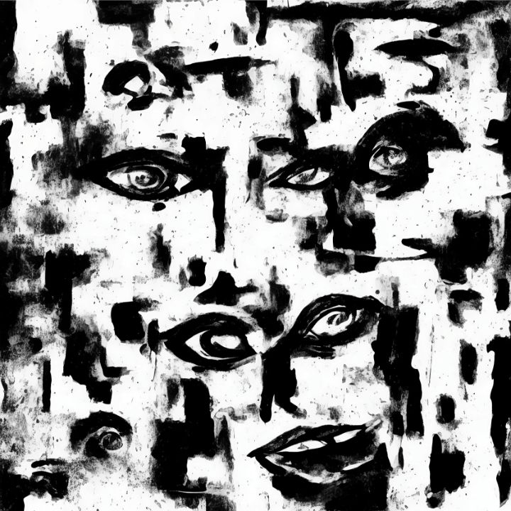 Abstract Faces Fabric, Wallpaper Art - CreativeModernArt - Drawings ...