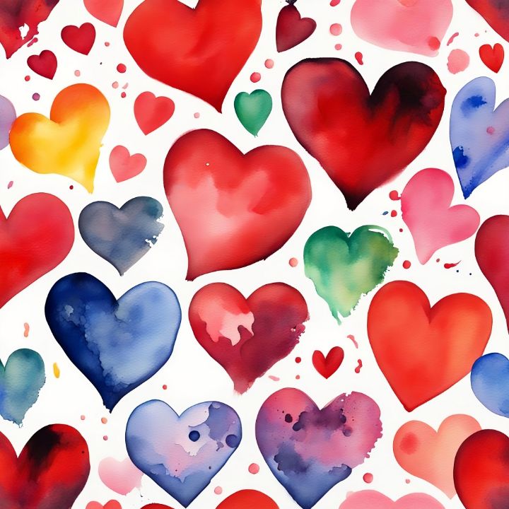 Colorful watercolor hearts set - CreativeModernArt - Paintings & Prints,  Abstract, Other Abstract - ArtPal