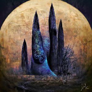 Full moon on a surreal land