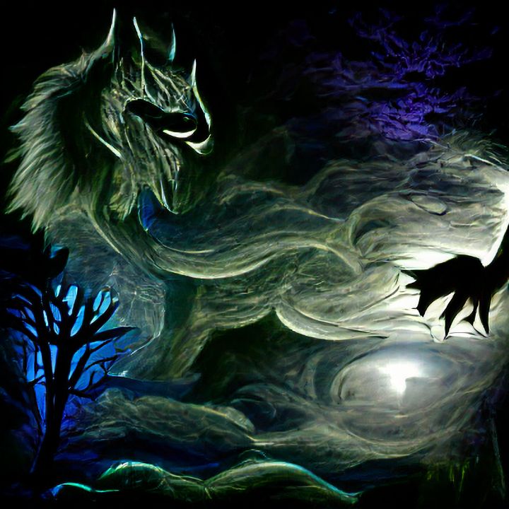 Mythical wolf at night - Mina Nakamura