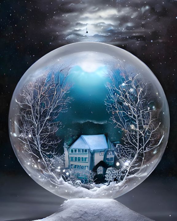 Snow Globe Blue Houses